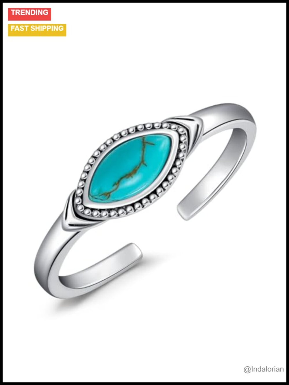 Adjustable 925 Sterling Silver Turquoise Toe Ring
